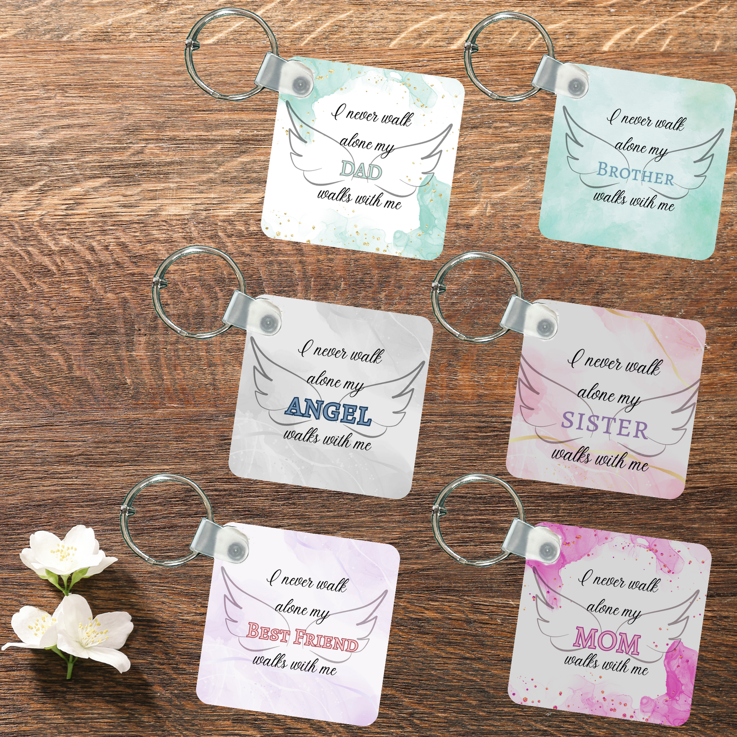 Never Walk Alone Memorial Keychain